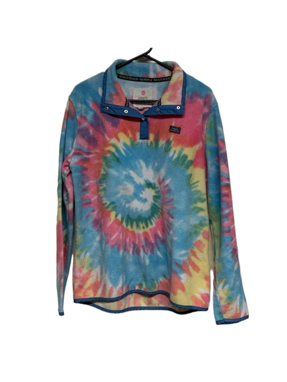 Simply Southern fleece pullover tie dye rainbow lightweight womens size XL EUC - Picture 2 of 12
